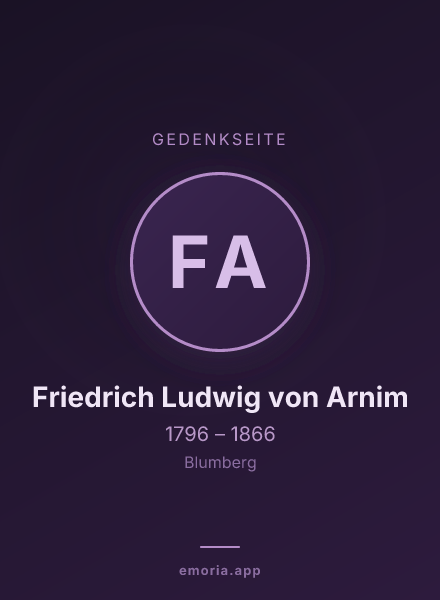 Gedenkportrait von Friedrich Ludwig von Arnim