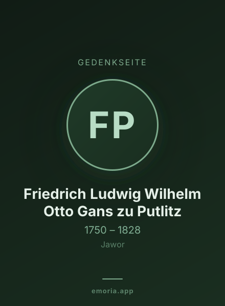 Gedenkportrait von Friedrich Ludwig Wilhelm Otto Gans zu Putlitz