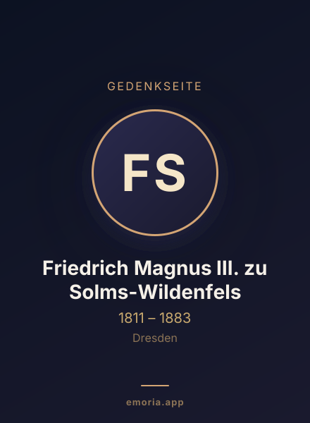 Gedenkportrait von Friedrich Magnus III. zu Solms-Wildenfels