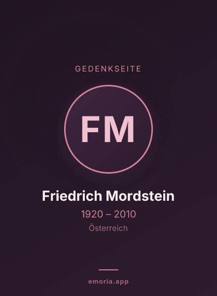 Gedenkportrait von Friedrich Mordstein