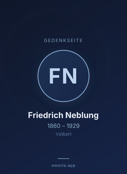Gedenkportrait von Friedrich Neblung