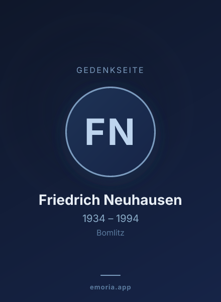 Gedenkportrait von Friedrich Neuhausen
