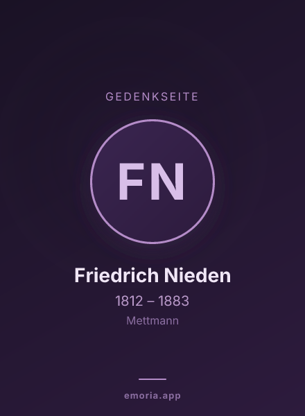 Gedenkportrait von Friedrich Nieden