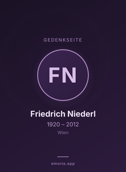 Gedenkportrait von Friedrich Niederl