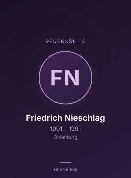 Gedenkportrait von Friedrich Nieschlag