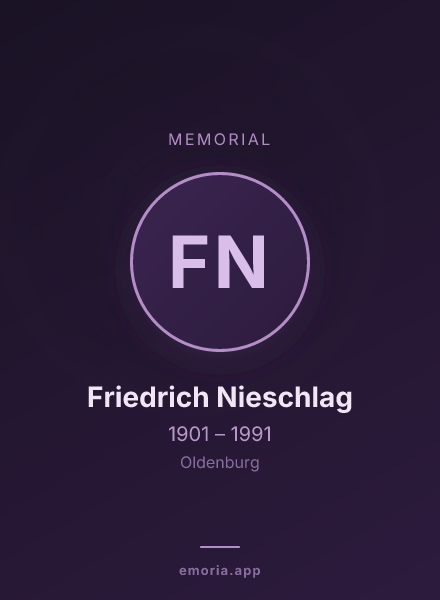 Memorial portrait of Friedrich Nieschlag