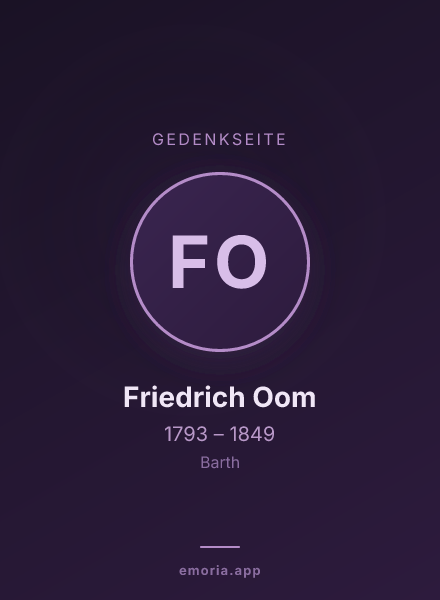Gedenkportrait von Friedrich Oom