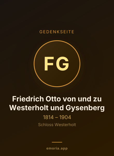 Gedenkportrait von Friedrich Otto von und zu Westerholt und Gysenberg