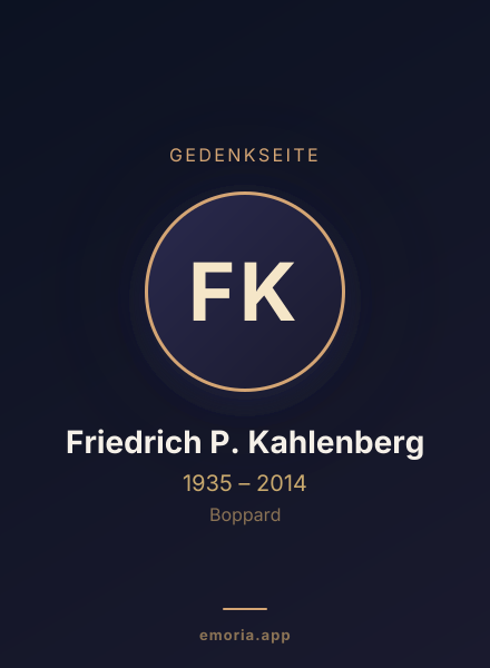 Gedenkportrait von Friedrich P. Kahlenberg