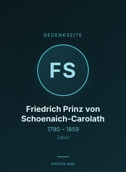 Gedenkportrait von Friedrich Prinz von Schoenaich-Carolath