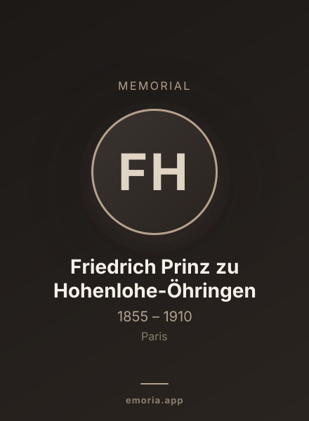 Memorial portrait of Friedrich Prinz zu Hohenlohe-Öhringen