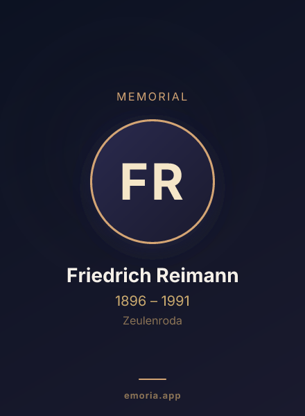 Memorial portrait of Friedrich Reimann