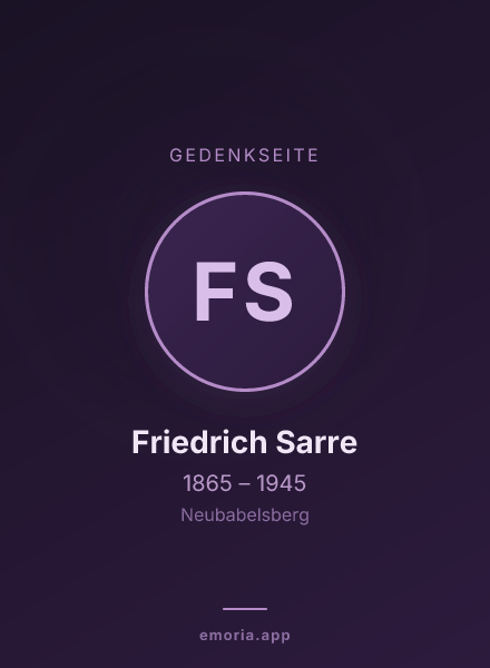 Gedenkportrait von Friedrich Sarre