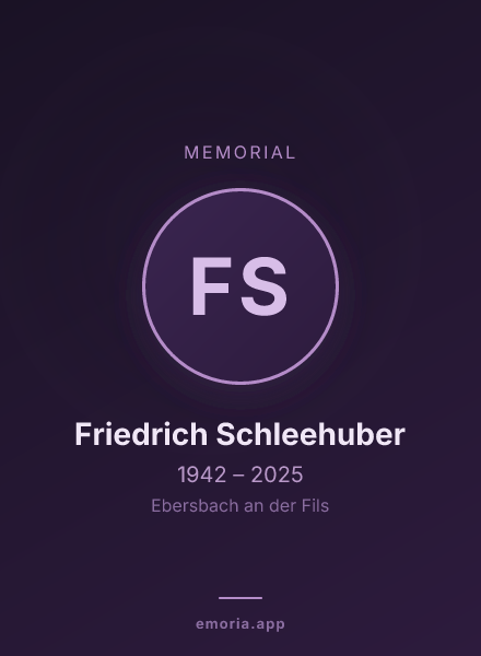 Memorial portrait of Friedrich Schleehuber