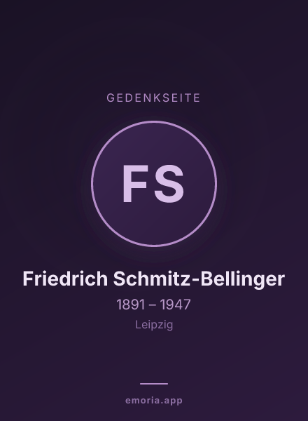 Gedenkportrait von Friedrich Schmitz-Bellinger