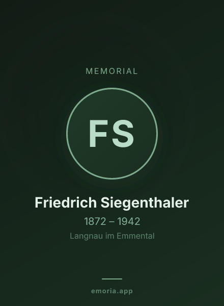 Memorial portrait of Friedrich Siegenthaler