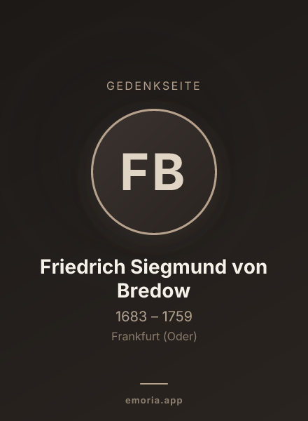 Gedenkportrait von Friedrich Siegmund von Bredow