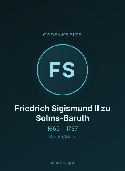 Gedenkportrait von Friedrich Sigismund II zu Solms-Baruth