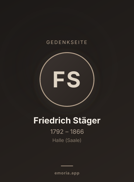 Gedenkportrait von Friedrich Stäger