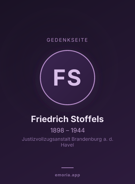 Gedenkportrait von Friedrich Stoffels