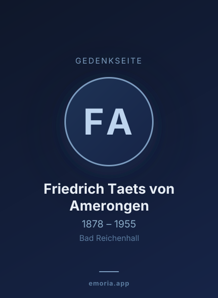 Gedenkportrait von Friedrich Taets von Amerongen