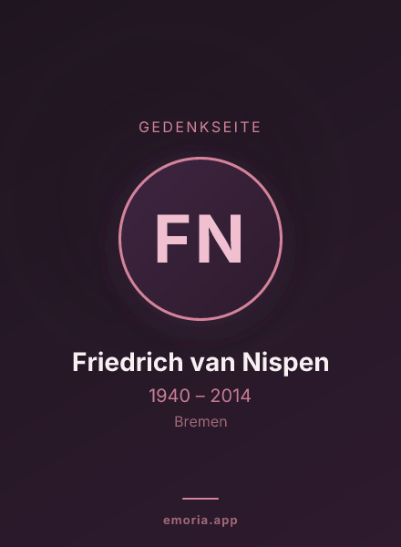 Gedenkportrait von Friedrich van Nispen