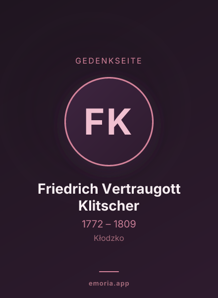 Gedenkportrait von Friedrich Vertraugott Klitscher