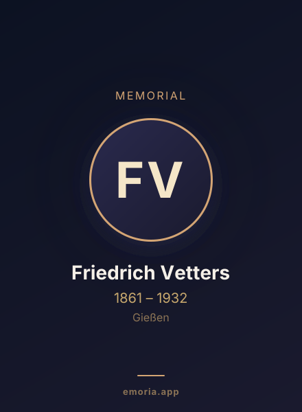 Memorial portrait of Friedrich Vetters