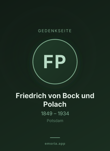 Gedenkportrait von Friedrich von Bock und Polach