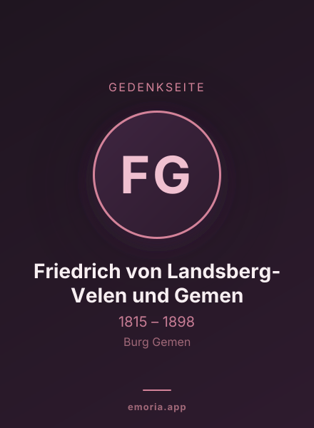Gedenkportrait von Friedrich von Landsberg-Velen und Gemen