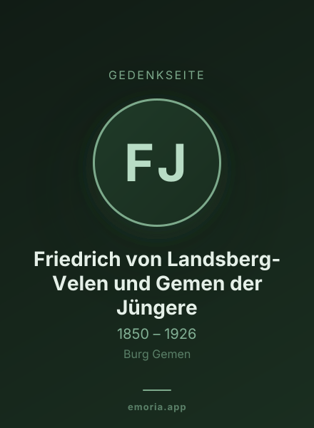 Gedenkportrait von Friedrich von Landsberg-Velen und Gemen der Jüngere