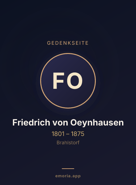 Gedenkportrait von Friedrich von Oeynhausen