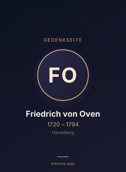 Gedenkportrait von Friedrich von Oven