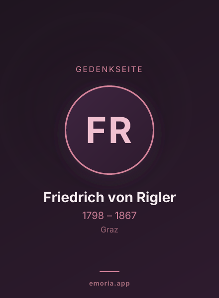 Gedenkportrait von Friedrich von Rigler