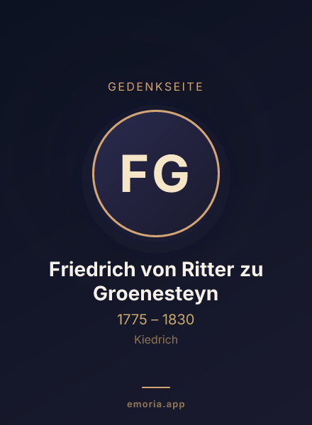Gedenkportrait von Friedrich von Ritter zu Groenesteyn