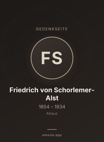 Gedenkportrait von Friedrich von Schorlemer-Alst