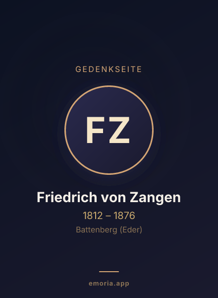 Gedenkportrait von Friedrich von Zangen