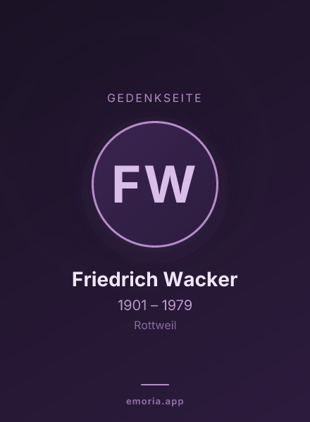 Gedenkportrait von Friedrich Wacker