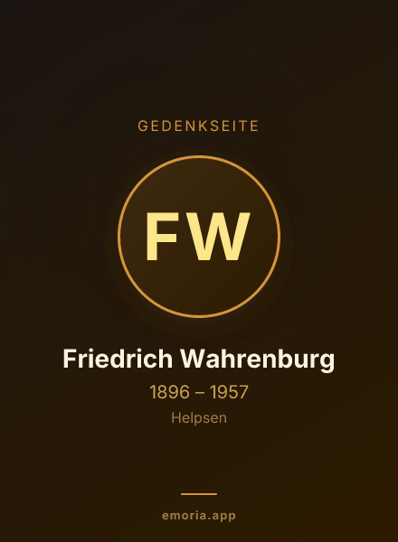 Gedenkportrait von Friedrich Wahrenburg