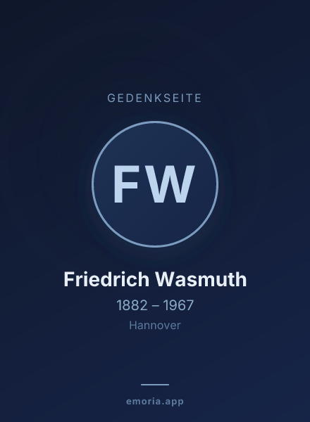 Gedenkportrait von Friedrich Wasmuth
