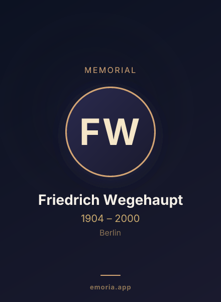 Memorial portrait of Friedrich Wegehaupt