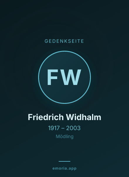 Gedenkportrait von Friedrich Widhalm