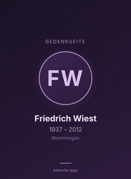 Gedenkportrait von Friedrich Wiest