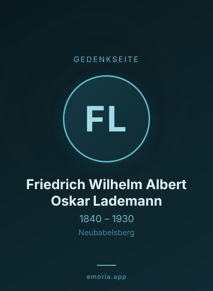 Gedenkportrait von Friedrich Wilhelm Albert Oskar Lademann