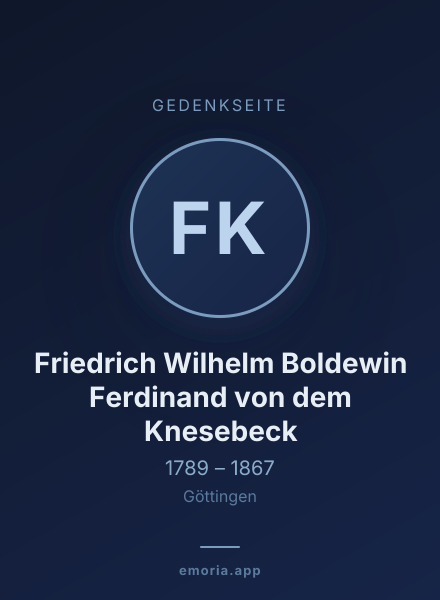 Gedenkportrait von Friedrich Wilhelm Boldewin Ferdinand von dem Knesebeck