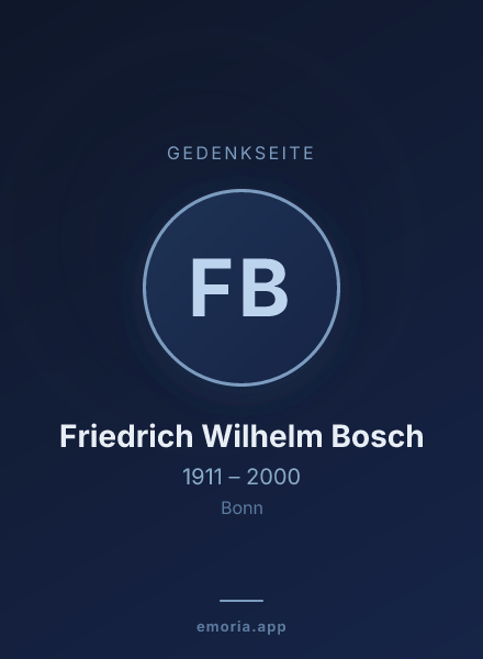 Gedenkportrait von Friedrich Wilhelm Bosch