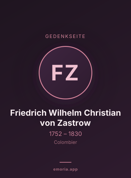 Gedenkportrait von Friedrich Wilhelm Christian von Zastrow