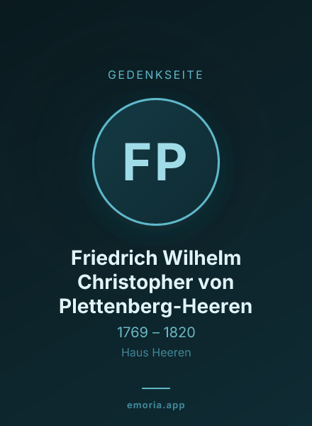 Gedenkportrait von Friedrich Wilhelm Christopher von Plettenberg-Heeren
