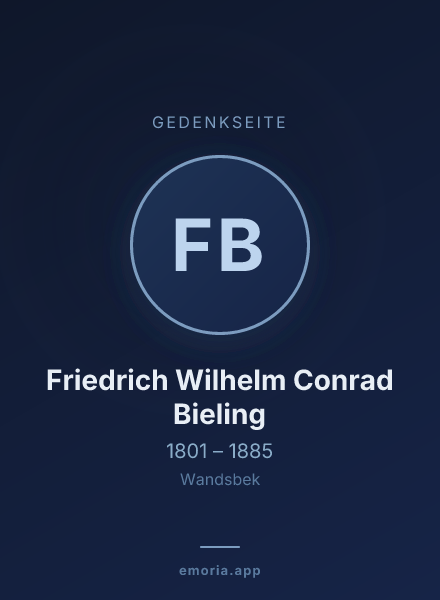 Gedenkportrait von Friedrich Wilhelm Conrad Bieling