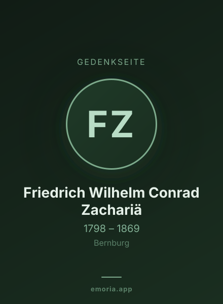 Gedenkportrait von Friedrich Wilhelm Conrad Zachariä